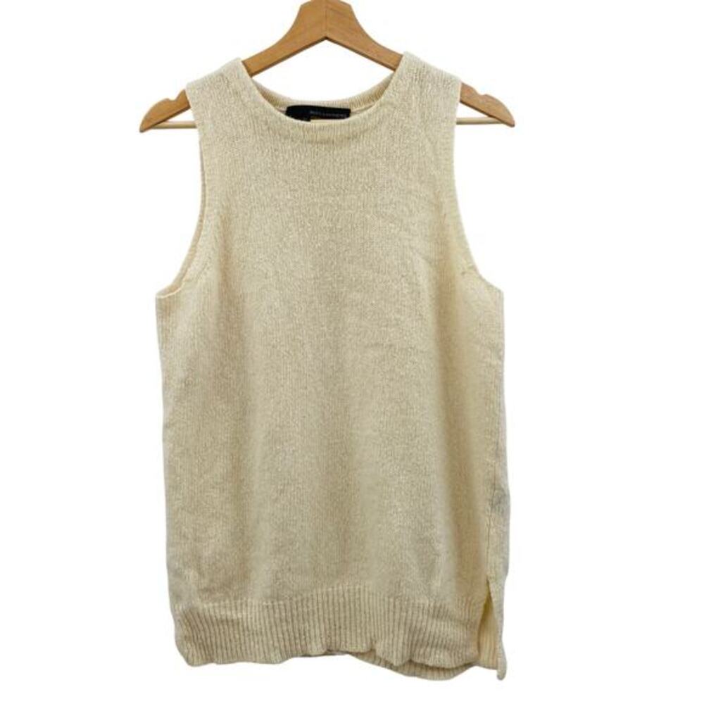 360 Cashmere cream split back‎ sleeveless sweater